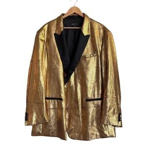 INC International Concepts Matte Gold Sequin Tuxedo Jacket Blazer Size 3XB